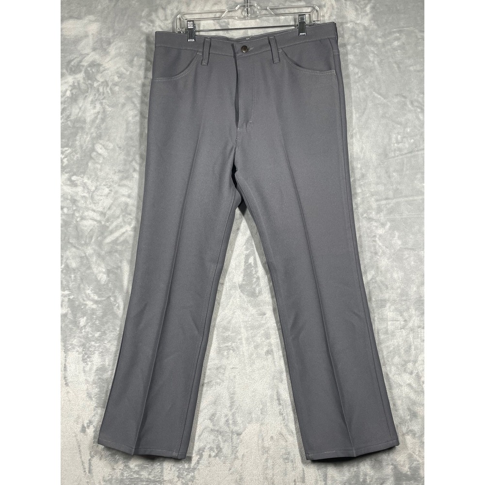 Wrangler Wrancher Dress Jeans Mens 36x29 Gray Polyester Bootcut Pants 82GY